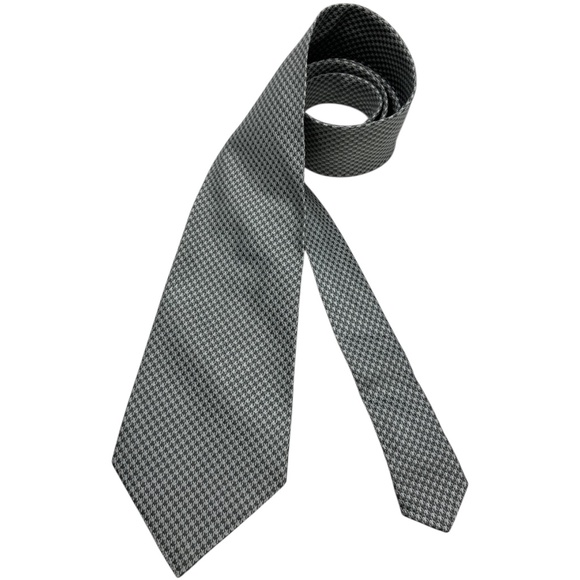 GIANFRANCO FERRE Gary/Silver Houndstooth Silk LUXURY Tie ITALY - Picture 1 of 4